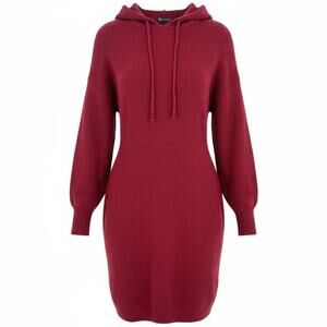 PrettyGarden Dress Women M Red Hooded Long Sleeve Pullover Knit Sweater
